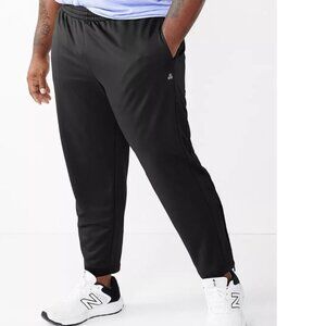 Mens Joggers 2XLT Tall Pants Black Zip Legs Fleece Lined Drawstring Tek Gear